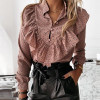 Elegant V Neck Ruffle Office Lady Blouse Shirt
