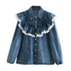 Patchwork Ruffled Denim Blouses