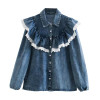 Patchwork Ruffled Denim Blouses