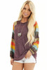 Women Striped Balloon Sleeves Knit Top