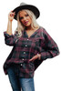 Women Loose Fit Boyfriend Style Plaid Shirt