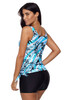 Leaf Print Tie Side Tankini Short Swimsuit
