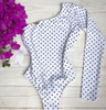 Polka Dot One-shoulder Long Sleeve Swimsuit