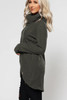 Turtleneck Button Front Slit High Low Hem Sweater