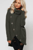 Turtleneck Button Front Slit High Low Hem Sweater