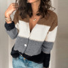 Patchwork Knitted Sweaters Lady Cardigan