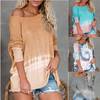 Off Shoulder Long Sleeve Tie-dye Printed Sweater