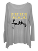 Gray Women's "Faith" Graphic Print Long Tunic Tee