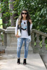 White Women's "Map Girl" Long Tunic Tee