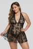 Open Back Floral Lace See Through Lingerie