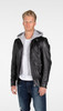 Men's Hooded Leather Bomber Jacket