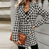 Plaid Women Tweed Jacket Long Sleeve Button Outerwear