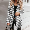 Plaid Women Tweed Jacket Long Sleeve Button Outerwear
