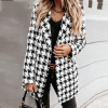 Plaid Women Tweed Jacket Long Sleeve Button Outerwear
