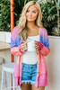 Rainbow Ombre Buttoned Pockets Cardigan