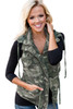 Women's Cinched Zipper Snaps Hooded Vest Coats