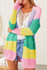 Color Block Drape Oversized Knitted Cardigan