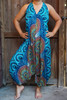 Teal Mandala Boho Hippie Jumpsuit Rompers