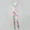 Butterfly Jumpsuit Women Strapless Bodycon Tie-dye Overalls