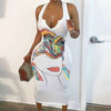 Women Sleeveless Long Dress Sexy Cartoon Printed Sheath Party Dress