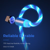 LED Glow Flowing magnetic Charger usb cable Type C Micro USB C 8 Pin Charging for iPhone android magnetic Cable Charge Wire Cord