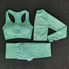 3pcs Women Seamless Yoga Set Fitness Sports Suits GYM Cloth Long Sleeve Shirts High Waist Running Leggings Workout Clothing Wear