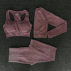 3pcs Women Seamless Yoga Set Fitness Sports Suits GYM Cloth Long Sleeve Shirts High Waist Running Leggings Workout Clothing Wear