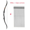 Archery 56" Takedown Hunting Recurve Bow Metal Riser Right Hand Black Longbow with carbon arrow and arrow quiver finger/armguard