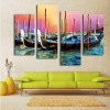 4 Pieces Sunset Red Day Boats Seascape Modern Home Wall Decor Canvas Pictures Art HD Print Painting