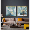 Newest Acrylic Painting 2 Panels Flowers Canvas Wall Decor Art Modern Hand Painted Oil Painting Blue Flower