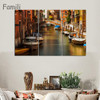 3 Panels Canvas Wall Art Wall Decor Home Decoration Seaside Castle Nature Canvas Paintings Venice Print Art