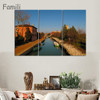3 Panels Canvas Wall Art Wall Decor Home Decoration Seaside Castle Nature Canvas Paintings Venice Print Art