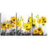 3 Panels Black And White Background Yellow Flower Picture Canvas Painting Posters Print Wall Art