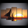 5 Piece Canvas Art HD Print Home Decor Sun Sea Ship Paintings For Living Room Wall Poster Picture