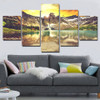 5 Pieces Spring Mountain Lake Temple Wall Art Picture Home Decoration Canvas Print Painting