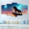 Free Like a Bird JoJoesArt HD Print 5 Piece Canvas Lion on The Cliff Wall Art Picture