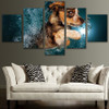 HD Printed Modern Wall Art Canvas 5 Panel Dog Frolic In The Water Living Room Painting Modular Pictures