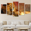 Decor Printed Pictures Painting Wall Art Modular 5 Panel Grassland Lions Modern Canvas Living Room HD