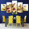 Modular Canvas Wall Art Printed Pictures HD Modern 5 Panel Yellows Flower Butterfly Paintings