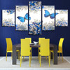 Modern Home Wall Art Modular Picture 5 Pieces Butterfly White Little Flower HD Print Painting Canvas