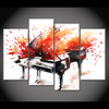 Modular Painting Canvas Wall Art Pictures 4 Pieces Abstract Red Piano Musical Instrument Modern Poster
