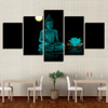 Canvas Paintings Wall Art HD Printed Abstract Pictures 5 Pieces Buddha Lotus Moon Posters