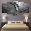 HD Printed 5 Piece Canvas Art Jesus Statue Cross Canvas Painting Wall Pictures