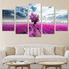 Modern Canvas Paintings HD Prints Posters 5 Pieces Wall Art Purple Flowers Tree Clouds Landscape Pictures