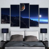 Canvas Painting Wall Art Abstract 5 Pieces Cliffs Under The Moon Poster  HD Prints Pictures