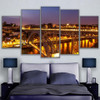 Wall Art Poster Prints Nightscape Canvas Pictures 5 Pieces Porto Ponte Dom Luis I Bridge Lights Painting