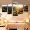 Mountain And River Landscape Canvas Painting 5 Pieces Wall Art Spectacular Wall Picture