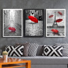 Eiffel Tower With Red Umbrella Paris Street Painting Romantic Picture Artwork Prints Canvas