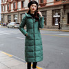 Winter Long Sleeve Stand Collar Cotton Padded Women Long Jacket Coat