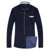 Men Long Sleeved Printed Turn-down Collar Slim Fit Formal Shirt